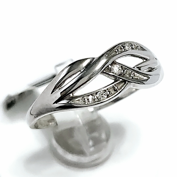 10K Gold Diamond Wave Band Ring 7 - Picture 4 of 10